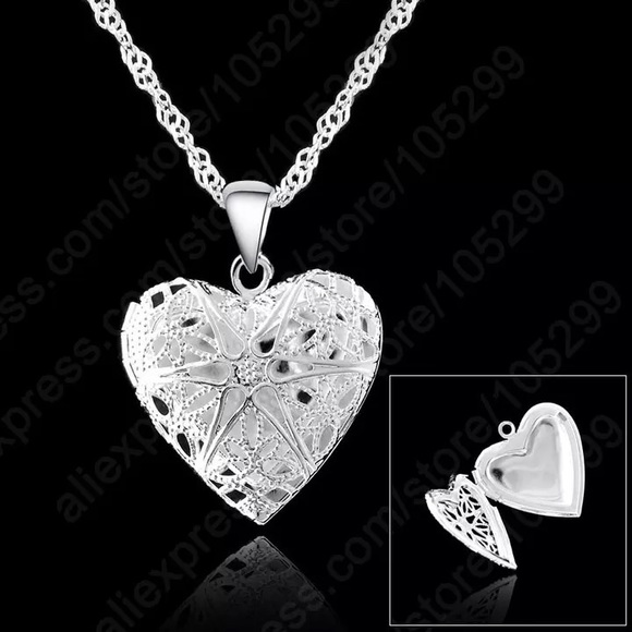 Jewelry - 925 Sterling Silver Heart Locket Pendant Necklace